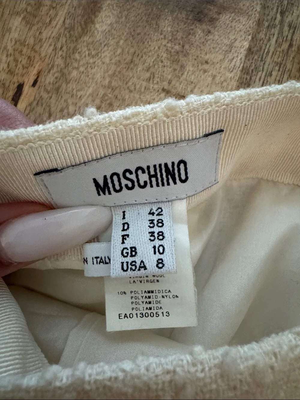 Moschino virgin wool blend tweed look Tailored Cream Pencil Skirt NEW